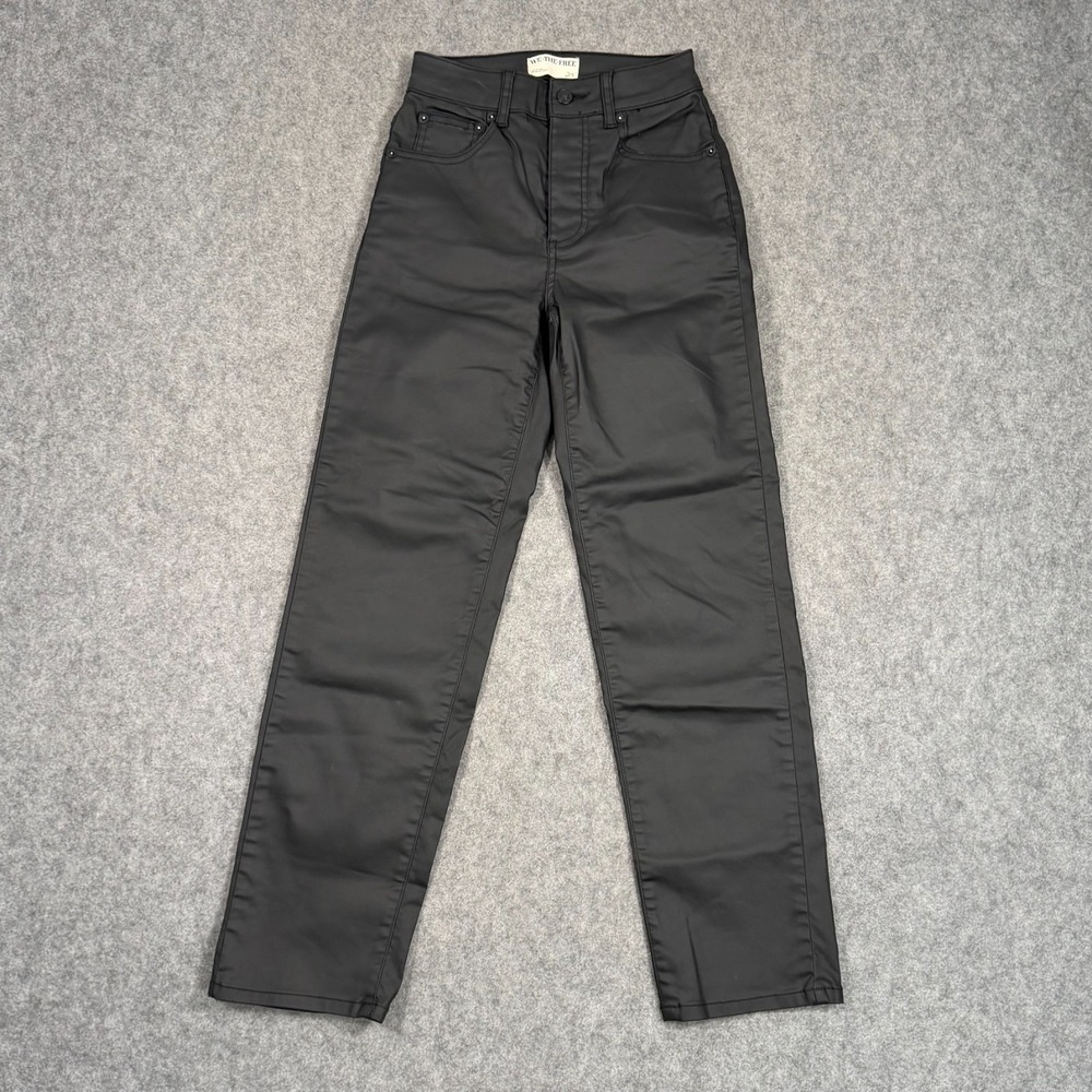 We The Free People‎ Black Faux Leather Coated Pacifica Jeans Women's Size 24